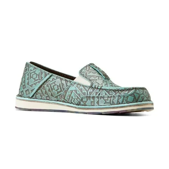 Ariat Turquoise Blanket Emboss Cruiser Moc Toe Slip On Womens 7.5 NWT - Picture 3 of 9